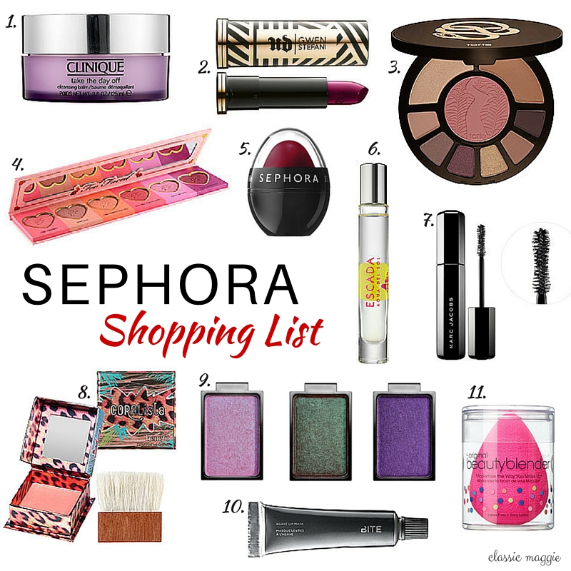 Sephora Shopping List